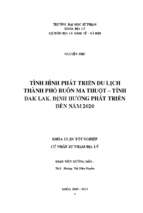Tình hình phát triển du lịch thành phố buôn ma thuột – tỉnh đak lak. định hướng phát triển đến năm 2020.