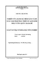 Nghiên cứu, đánh giá tiềm năng và đề xuất giải pháp phát triển du lịch sinh thái vườn quốc gia ba bể