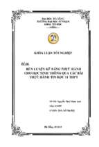 Rèn luyện kỹ năng thực hành cho học sinh thông qua các bài thực hành tin học 11 thpt...