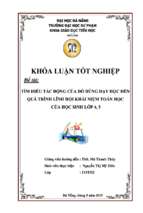 Tìm hiểu tác động của đồ dùng dạy học đến quá trình lĩnh hội khái niệm toán học của học sinh lớp 4, 5.