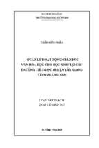 Quản lý hoạt động giáo dục văn hóa đọc cho học sinh tại các trường tiểu học huyện tây giang tỉnh quảng nam