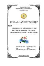 Vận dụng các kỹ thuật dạy học hiện đại để dạy học lập trình trong chương trình tin học lớp 11.