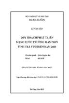 Quy hoạch phát triển mạng lưới các trường mầm non tỉnh trà vinh đến năm 2020.....