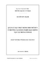 Quản lý dạy thực hành theo mô đun ở trường cđn gtvt trung ương ii