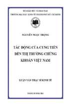 Tác động của cung tiền đến thị trường chứng khoán việt nam