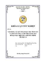 Vận dụng các kỹ thuật dạy học tích cực và một số công cụ hỗ trợ giảng dạy để dạy học hiệu quả chương trình tin học 11.