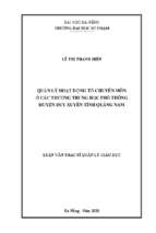 Quản lý hoạt động tổ chuyên môn ở các trường trung học phổ thông huyện duy xuyên tỉnh quảng nam.