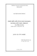 Phép biến đổi tích phân dạng hankel, hankel hữu hạn, mellin và ứng dụng.