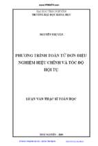 Phương trình toán tử đơn điệu nghiệm hiệu chỉnh và tốc độ hội tụ