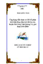 Ứng dụng viễn thám và gis để phân tích biến động diện tích đất lúa của huyện hải lăng tỉnh quảng trị, giai đoạn 2000 2010.