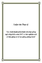 Xác định thành phần bệnh trên hạt ngô giống nhập khẩu năm 2007 và thử nghiệm một số biện pháp xử lý hạt giống ngô phòng trừ bệnh