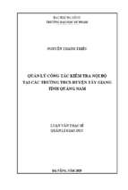 Quản lý công tác kiểm tra nội bộ tại các trường thcs huyện tây giang tỉnh quảng nam