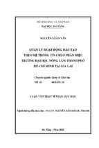 Quản lý hoạt động đào tạo theo hệ thống tín chỉ ở phân hiệu trường đại học nông lâm thành phố hồ chí minh tại gia lai..