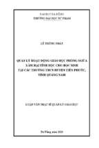Quản lý hoạt động giáo dục phòng ngừa xâm hại tình dục cho học sinh tại các trường thcs huyện tiên phước, tỉnh quảng nam