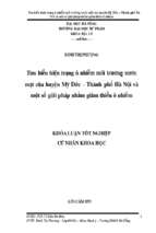Tìm hiểu hiện trạng ô nhiễm môi trường nước mặt của huyện mỹ đức – thành phố hà nội và một số giải pháp nhằm giảm thiểu ô nhiễm.