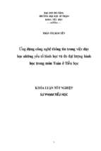 Ứng dụng công nghệ thông tin trong việc dạy – học những yếu tố hình học và đo đại lượng hình học trong môn toán ở tiểu học.