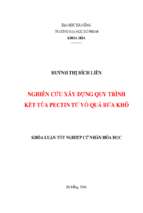 Nghiên cứu xây dựng quy trình kết tủa pectin từ vỏ quả bứa khô.