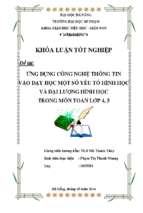 Ứng dụng công nghệ thông tin vào dạy học một số yếu tố hình học và đại lượng hình học trong môn toán lớp 4, 5..