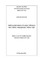 Những khó khăn của học viên bản ngữ tiếng anh khi học tiếng việt.