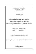 Quản lý công tác bồi dưỡng học sinh giỏi ở các trường trung học phổ thông tại tỉnh gia lai..