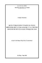 Quản lý hoạt động tự đánh giá trong kiểm định chất lượng giáo dục ở các trường mầm non huyện tây giang tỉnh quảng nam