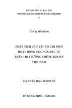 Phân tích các yếu tố chi phối hoạt động của nhà đầu tư trên thị trường chứng khoán việt nam