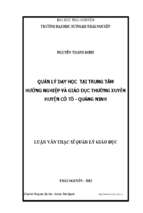 Quản lý dạy học tại trung tâm hướng nghiệp và giáo dục thường xuyên huyện cô tô   quảng ninh