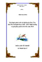 Tình hình phát triển du lịch huyện đức thọ, tỉnh hà tĩnh giai đoạn 2005   2011. định hướng và giải pháp phát triển đến năm 2020.