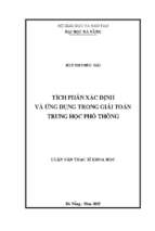 Tích phân xác định và ứng dụng trong giải toán trung học phổ thông.