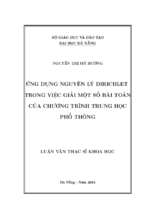 Ứng dụng nguyên lý dirichlet trong việc giải một số bài toán của chương trình trung học phổ thông..