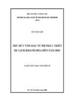 Thu hút vốn đầu tư để phát triển du lịch khánh hòa đến năm 2020