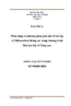 Phân dạng và phương pháp giải một số bài tập về hiđrocacbon không no trong chương trình hóa học lớp 11 nâng cao.