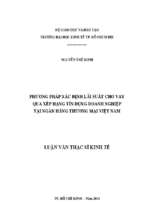 Phương pháp xác định lãi suất cho vay qua xếp hạng tín dụng doanh nghiệp tại ngân hàng thương mại việt nam
