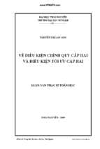 Về điều kiện chính quy cấp hai và điều kiện tối ưu cấp hai