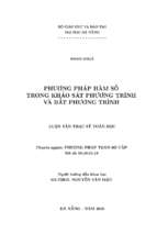 Phương pháp hàm số trong khảo sát phương trình và bất phương trình..
