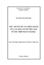Tiểu thuyết đề tài chiến tranh của các nhà văn nữ việt nam từ góc nhìn phân tâm học.
