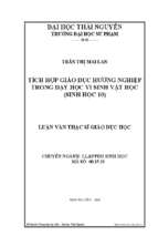 Tích hợp giáo dục hướng nghiệp trong dạy học vi sinh vật học (sinh học 10)