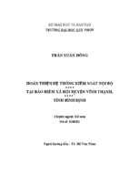 Hoàn thiện hệ thống kiểm soát nội bộ tại bảo hiểm xã hội huyện vĩnh thạnh, tỉnh bình định