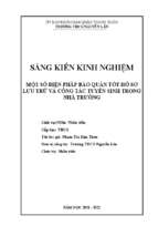 Skkn một số biện pháp bảo quản tốt hồ sơ lưu trữ và công tác tuyển sinh trong nhà trường thcs