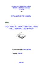 Skkn một số dạng toán về phương trình và bất phương trình vô tỷ.