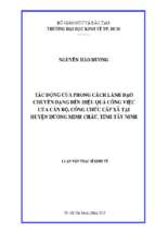 Luận văn quản lý công tác động của phong cách lãnh đạo chuyển dạng đến hiệu quả công việc của cán bộ, công chức cấp xã tại huyện dương minh châu, tỉnh tây ninh​