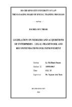 Legislation on mergers and acquisitions of enterprises – legal framework and recommendations for improvement