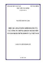 Luận án tiến sĩ hiệu quả hoạt động kinh doanh của các công ty chứng khoán thành viên sở giao dịch chứng khoán tại việt nam