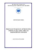 Luận văn ngành luật pháp luật về quản lý, sử dụng nhà chung cư qua thực tiễn tại thành phố hồ chí minh​
