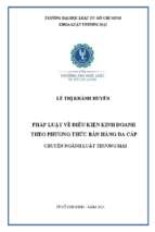 Pháp luật về điều kiện kinh doanh theo phương thức bán hàng đa cấp