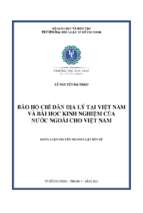 Bảo hộ chỉ dẫn địa lý tại việt nam và bài học kinh nghiệm của nước ngoài cho việt nam