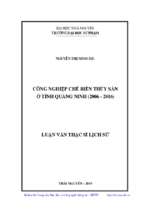 Luận văn lịch sử việt nam công nghiệp chế biến thủy sản ở tỉnh quảng ninh (2006 2016)