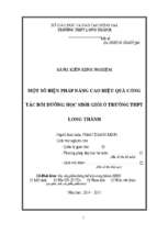 Skkn một số biện pháp nâng cao hiệu quả công tác bồi dưỡng học sinh giỏi ở trường thpt long thành