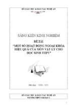 Skkn một số hoạt động ngoại khóa hiệu quả của môn vật lý cho học sinh thpt.