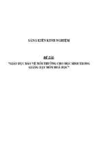 Skkn giáo dục bảo vệ môi trường cho học sinh trong giảng dạy môn hoá học